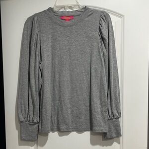 Catherine Malandrino Heather Gray Knit Ribbed Top